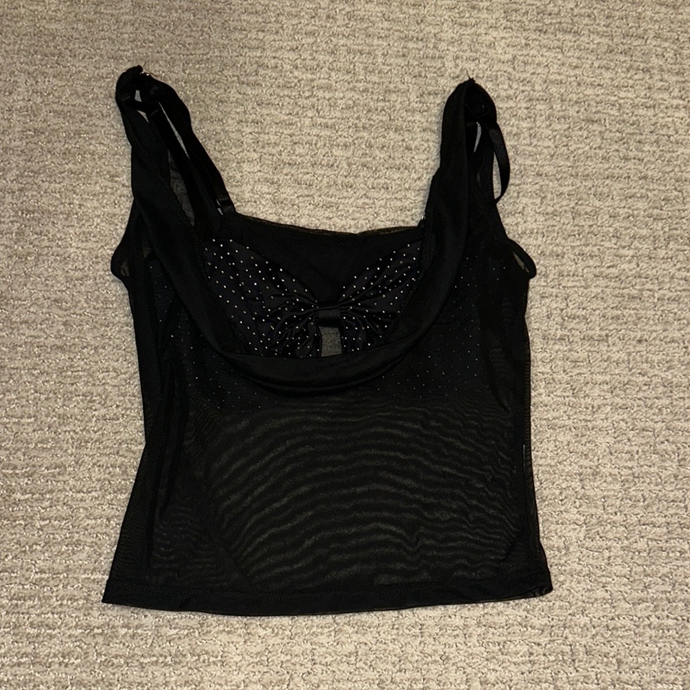 Forever21 Mesh Rhinestone Combo Top